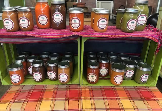 Jars of mole on the shelf